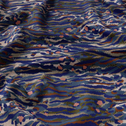 Printed Viscose BENGAL Blue / Coral